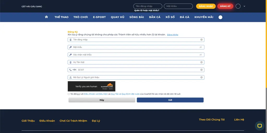 Đăng Ký GOAL123 Casino
